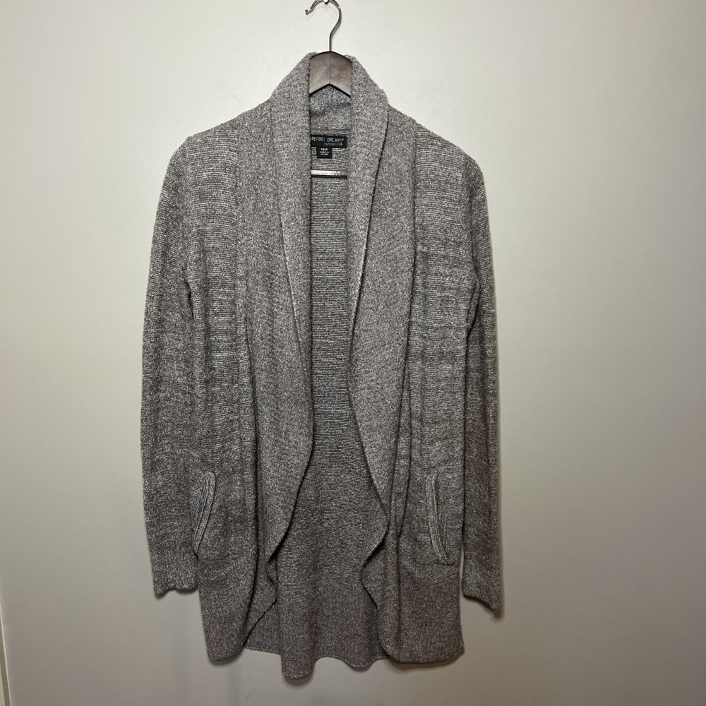 Barefoot Dreams Cozychic Lite Open Front Circle Cardigan Tan Beige Soft XS/S